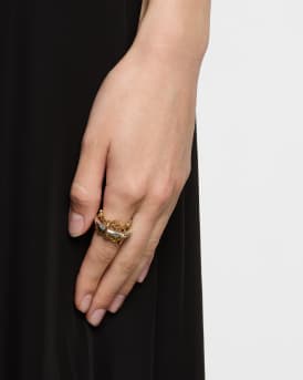 x HOORSENBUHS 18K Yellow Gold and Sterling Silver Microdame Link Stacked Rings