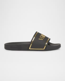 Pool Slides with Gold-Tone Logo