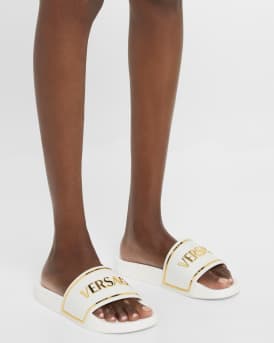 Pool Slides with Gold-Tone Logo