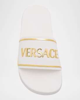 Pool Slides with Gold-Tone Logo