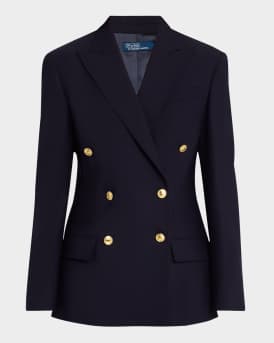 Double-Breasted Stretch Wool Blazer