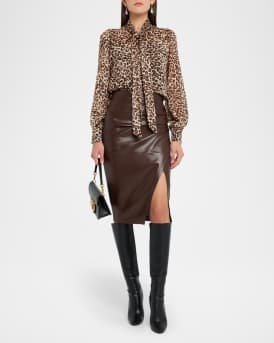 Gina Gathered Vegan Leather Skirt
