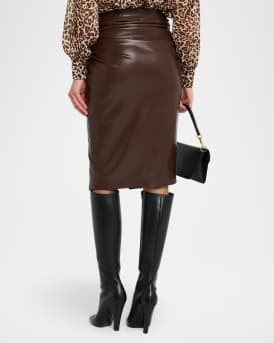 Gina Gathered Vegan Leather Skirt
