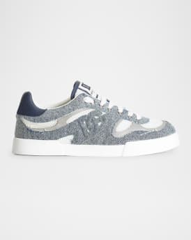 Men's Mesh and Leather Low-Top Sneakers
