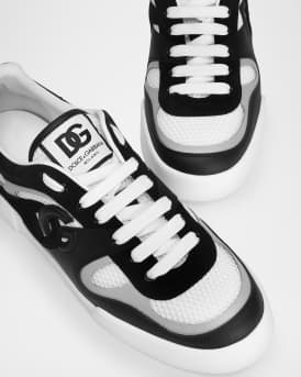 Men's Mesh and Leather Low-Top Sneakers