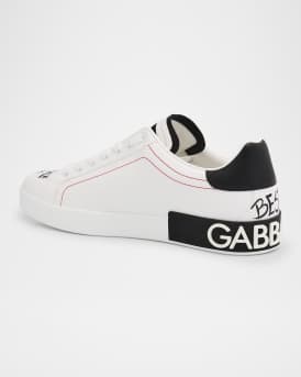 Men's Portofino Printed Leather Sneakers with Patch