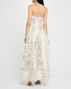 Octavia Strapless Metallic Jacquard Gown
