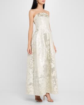 Octavia Strapless Metallic Jacquard Gown