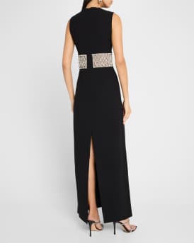 Malda Sleeveless Crystal-Embellished Gown