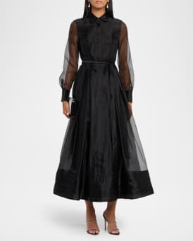 Montgomery Pleated Organza Maxi Shirtdress