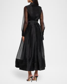 Montgomery Pleated Organza Maxi Shirtdress