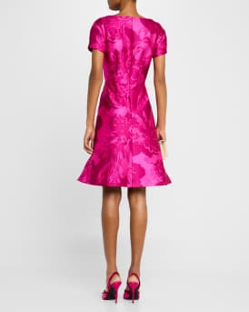 Floral Mikado Flounce Dress