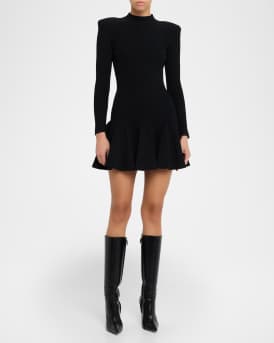 Sydonie Sparkly Knit Mock-Neck Mini Dress