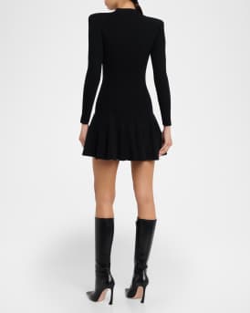 Sydonie Sparkly Knit Mock-Neck Mini Dress