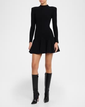 Sydonie Sparkly Knit Mock-Neck Mini Dress