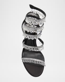 Satin Strass Chandelier Snake Wrap Sandals