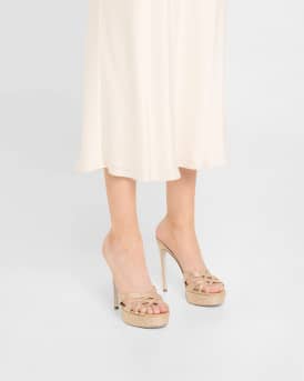 Satin Strass Platform Stiletto Slide Sandals