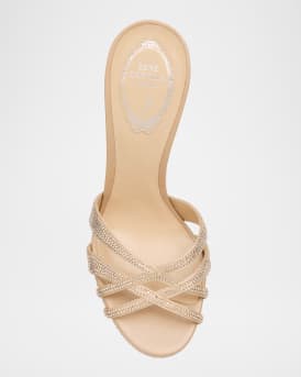 Satin Strass Platform Stiletto Slide Sandals