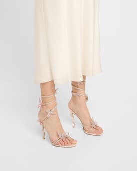 Margot Crystal Butterflies Ankle-Wrap Sandals