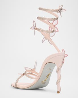 Margot Crystal Butterflies Ankle-Wrap Sandals