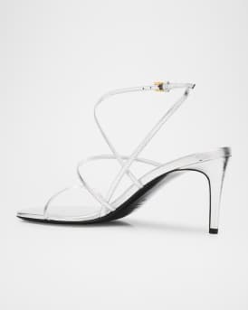 Strappy Metallic Ankle-Strap Sandals