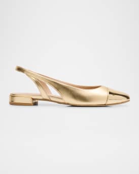 Sleek Cap-Toe Slingback Flats 