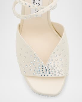Karli Satin Crystal Ankle-Strap Platform Sandals