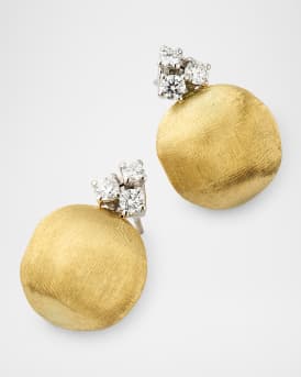 18K Yellow Gold Stud Earrings with Diamonds