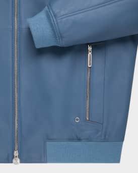 Men's Leather Full-Zip Blouson Jacket