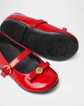 Girl's Gianni Ribbon Patent Leather Ballerina Flats, Kids