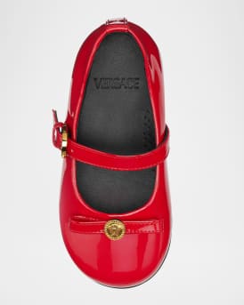 Girl's Gianni Ribbon Patent Leather Ballerina Flats, Kids