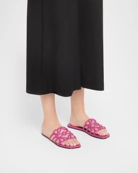 Petal Leather Anagram Slide Sandals