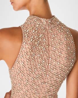 Juno Crystal Mock-Neck Sleeveless Gown