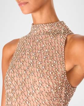 Juno Crystal Mock-Neck Sleeveless Gown