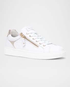 Leather Side Zip Low-Top Sneakers