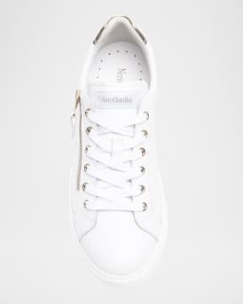 Leather Side Zip Low-Top Sneakers