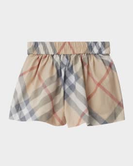 Girl's Marcy Check Wide-Leg Shorts, Size 6M-2