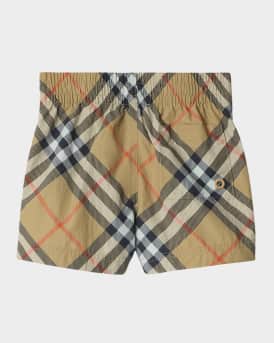 Boy's Atticus Long Check Swim Trunks, Size 6M-2
