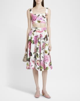 Rose Square-Neck Cotton Crop Top