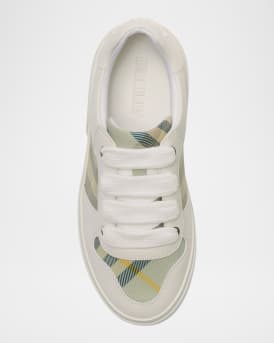Kid's Noah Check Low-Top Leather Sneakers, Toddler/Kids