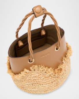 Jojo Raffia & Leather Top-Handle Bag