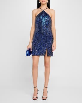 Wren Bead & Sequin Halter Mini Dress