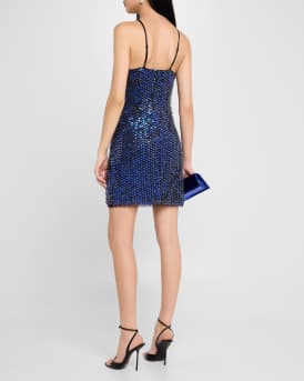 Wren Bead & Sequin Halter Mini Dress