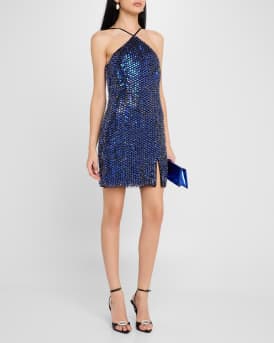Wren Bead & Sequin Halter Mini Dress