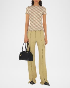 Check Short-Sleeve Fitted T-Shirt