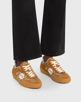 G74 GG Canvas and Suede Sneakers