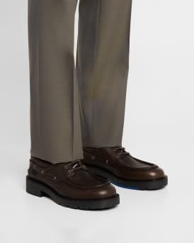 Men's Raft Grained Leather Boat Shoes