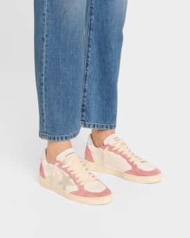 Ball Star Mixed Leather Low-Top Sneakers