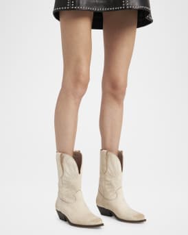 Wish Star Embroidered Suede Cowboy Boots