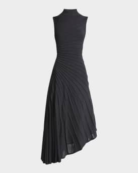 Sleeveless High-Neck Sculpted Midi Dress
